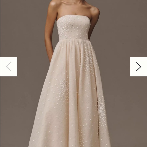 BHLDN Dresses & Skirts - BHLDN Strapless Embellished Fit & Flare Midi Dress